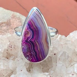 BOUTIQUE LAGUNA LACE AGATE 925 SILVER RING, SZ 7.5